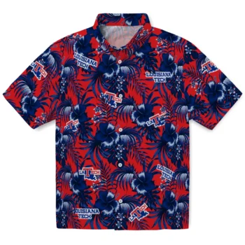la tech hibiscus exotic blue hawaiian shirts best selling