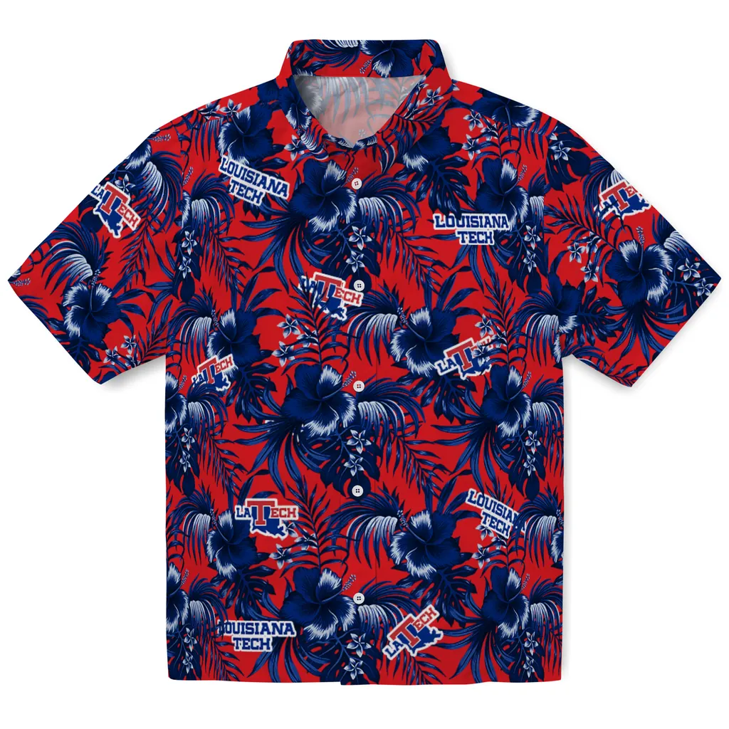 LA Tech Hawaiian Shirt - Hibiscus Exotic la tech hibiscus exotic blue hawaiian shirts best selling