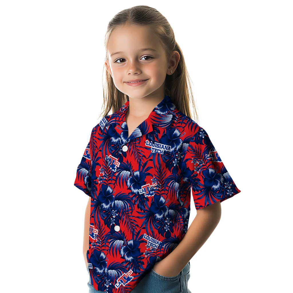 LA Tech Hawaiian Shirt - Hibiscus Exotic la tech hibiscus exotic blue hawaiian shirts premium grade
