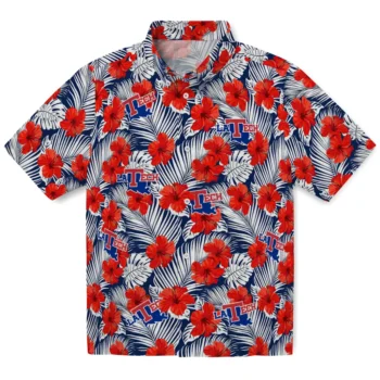 la tech hibiscus fiesta red royal blue hawaiian shirts best selling