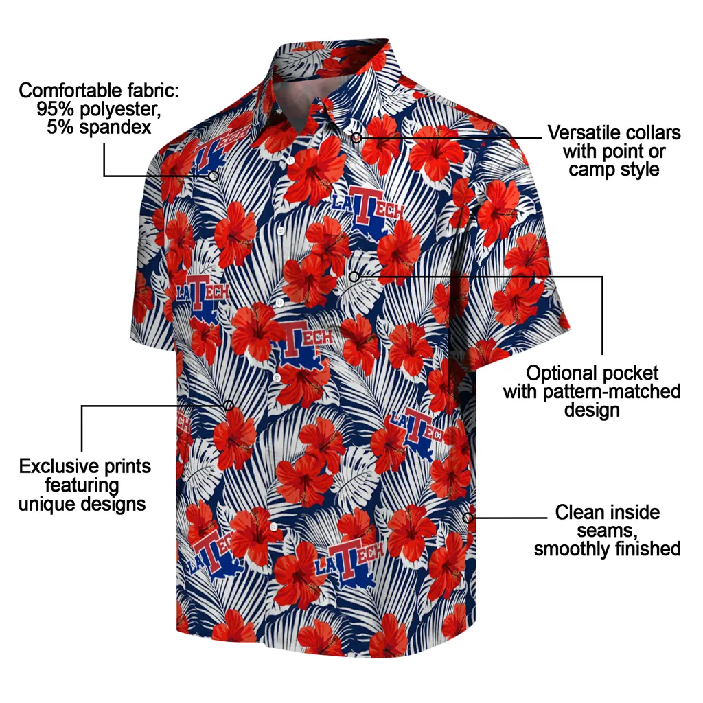 LA Tech Hawaiian Shirt - Hibiscus Fiesta la tech hibiscus fiesta red royal blue hawaiian shirts new arrival