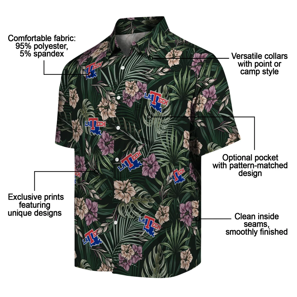 LA Tech Hawaiian Shirt - Hibiscus Leaves Pattern la tech hibiscus leaves pattern green hawaiian shirts new arrival