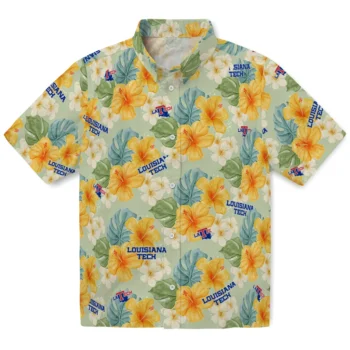 la tech hibiscus mood pale lime yellow hawaiian shirts best selling