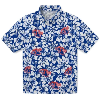 la tech hibiscus motif blue white hawaiian shirts best selling