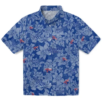 la tech hibiscus oasis blue hawaiian shirts best selling