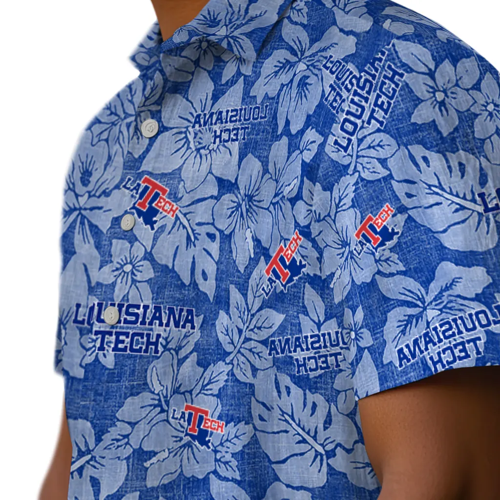 LA Tech Hawaiian Shirt - Hibiscus Oasis la tech hibiscus oasis blue hawaiian shirts trendy
