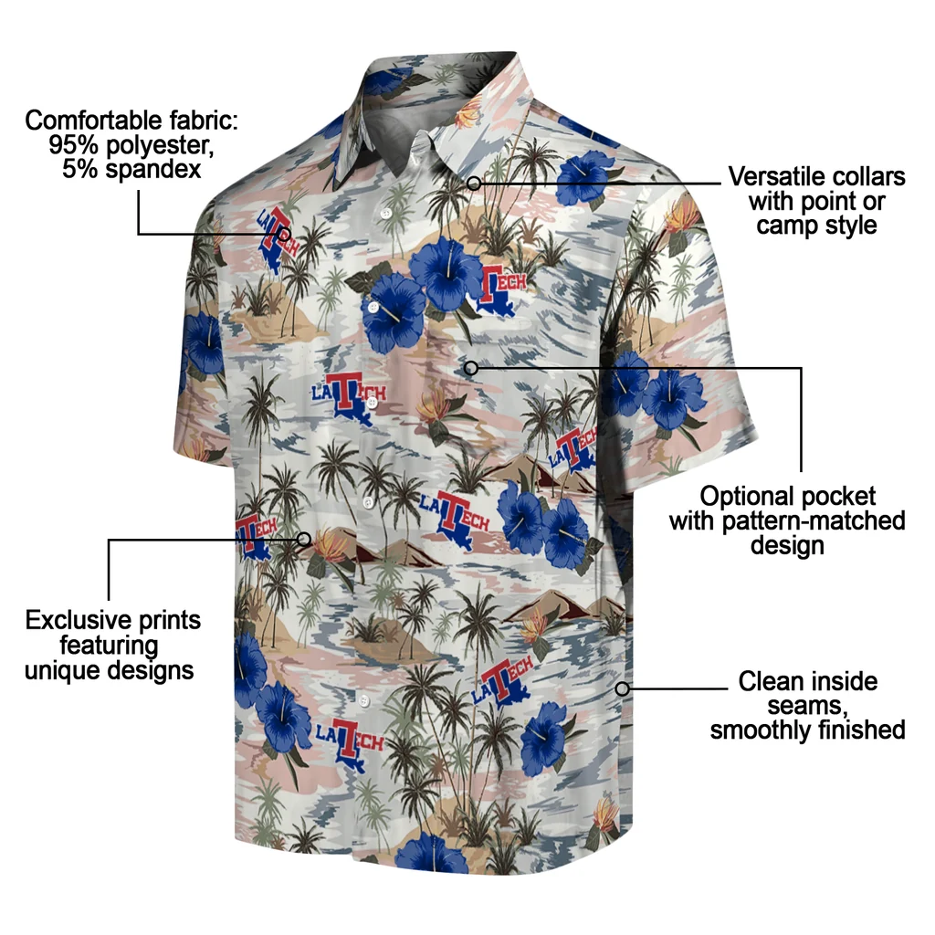 LA Tech Hawaiian Shirt - Hibiscus Seaside la tech hibiscus seaside white hawaiian shirts new arrival