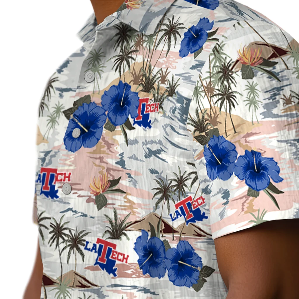 LA Tech Hawaiian Shirt - Hibiscus Seaside la tech hibiscus seaside white hawaiian shirts trendy