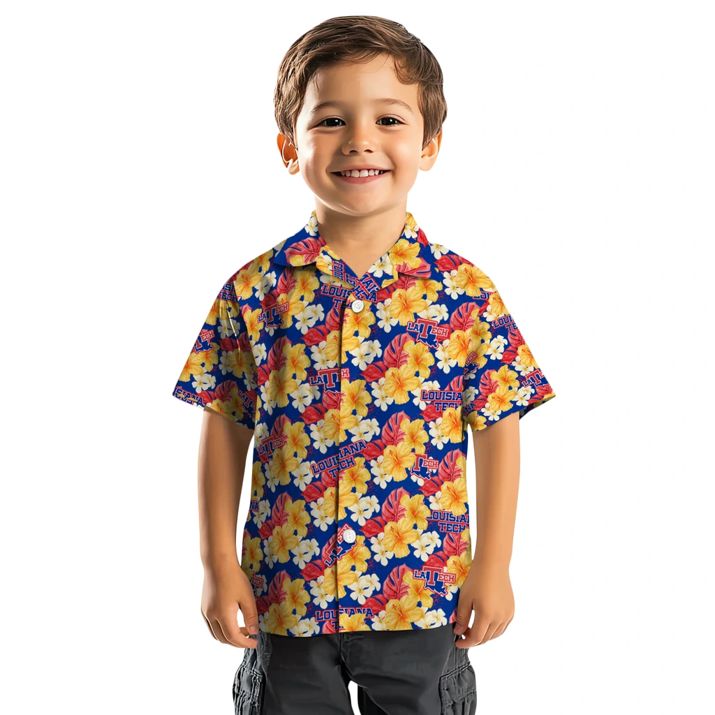 LA Tech Hawaiian Shirt - Hibiscus Tropics la tech hibiscus tropics blue yellow hawaiian shirts top rated