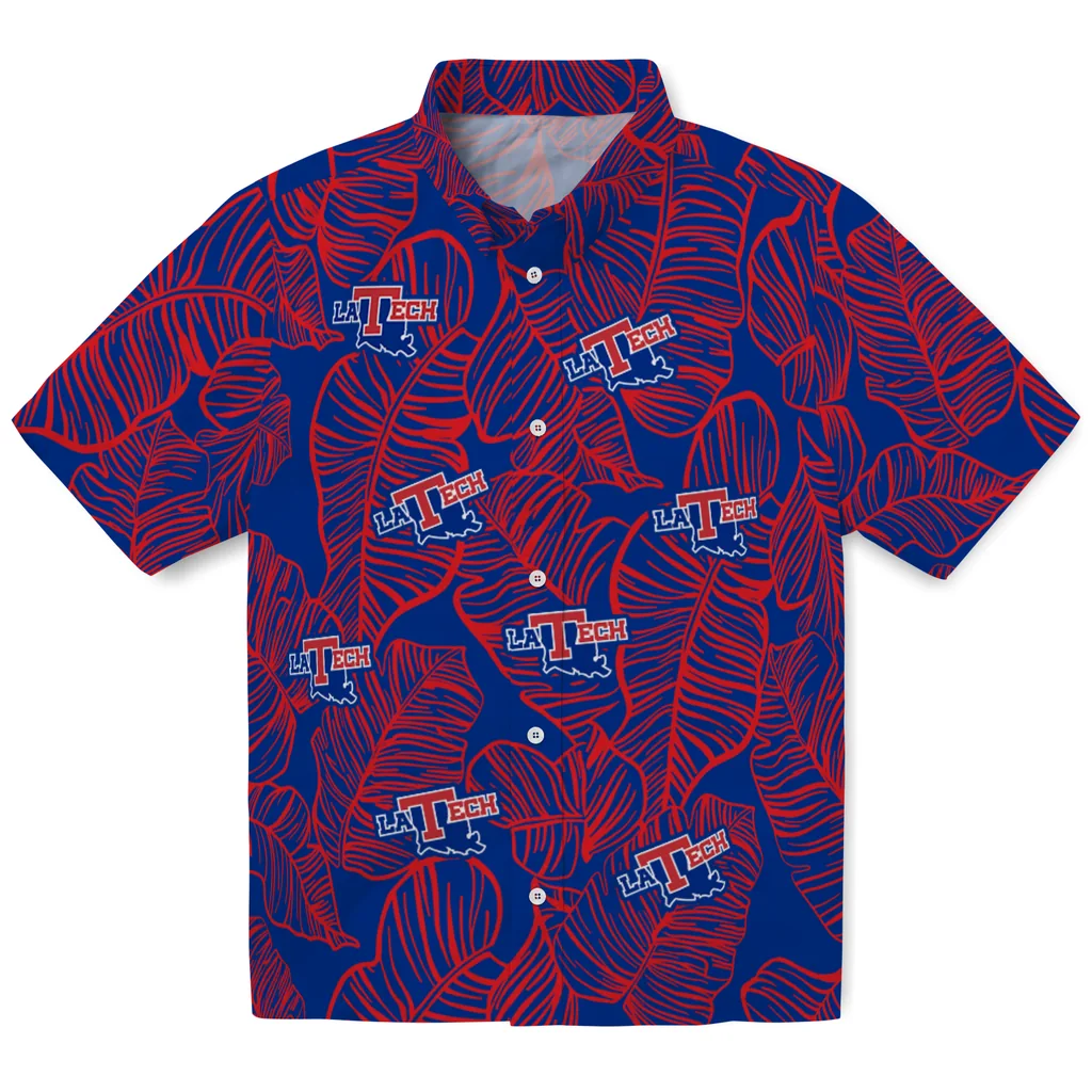 LA Tech Hawaiian Shirt - Leaf Outline la tech leaf outline blue hawaiian shirts best selling