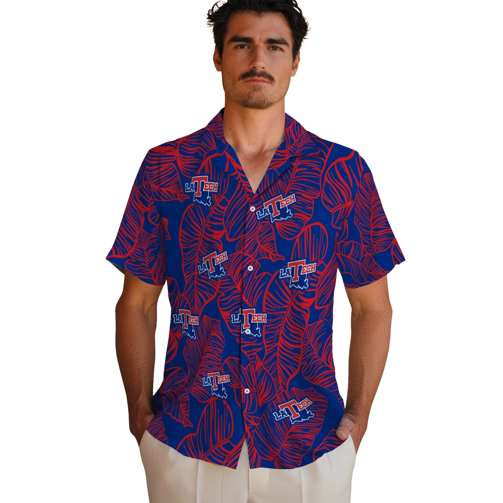 LA Tech Hawaiian Shirt - Leaf Outline la tech leaf outline blue hawaiian shirts fashion forward