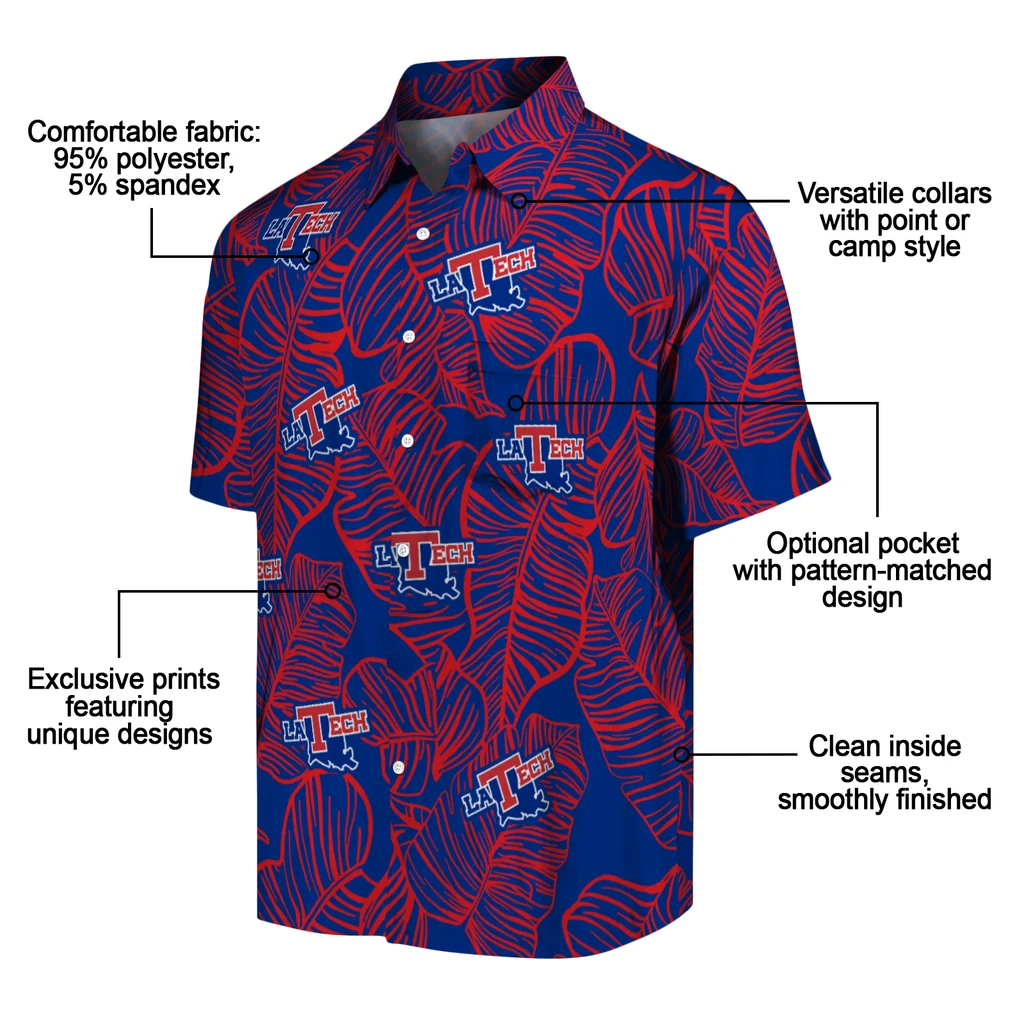 LA Tech Hawaiian Shirt - Leaf Outline la tech leaf outline blue hawaiian shirts new arrival