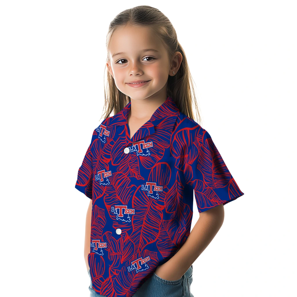 LA Tech Hawaiian Shirt - Leaf Outline la tech leaf outline blue hawaiian shirts premium grade