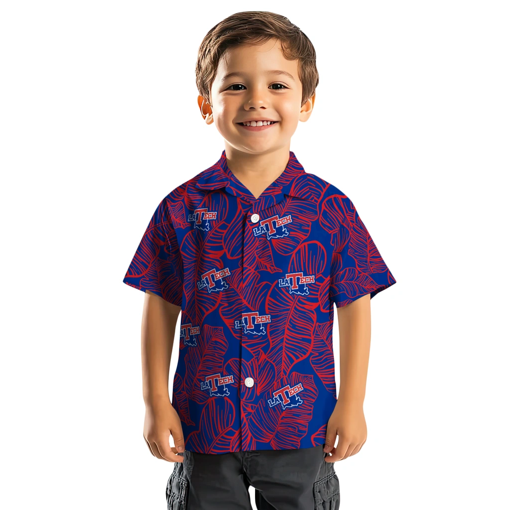 LA Tech Hawaiian Shirt - Leaf Outline la tech leaf outline blue hawaiian shirts top rated