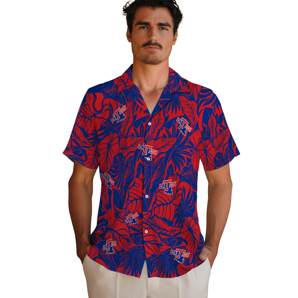 LA Tech Hawaiian Shirt - Monstera Layer la tech monstera layer blue hawaiian shirts fashion forward