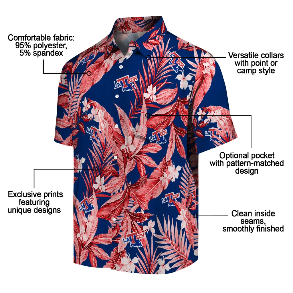 LA Tech Hawaiian Shirt - Palm Leaves la tech palm leaves blue hawaiian shirts new arrival