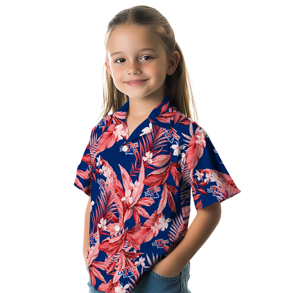 LA Tech Hawaiian Shirt - Palm Leaves la tech palm leaves blue hawaiian shirts premium grade