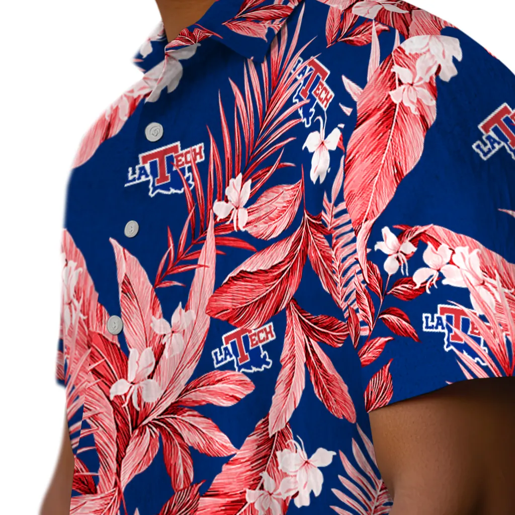 LA Tech Hawaiian Shirt - Palm Leaves la tech palm leaves blue hawaiian shirts trendy