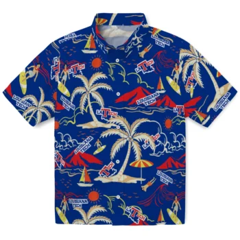 la tech palm tree island blue hawaiian shirts best selling