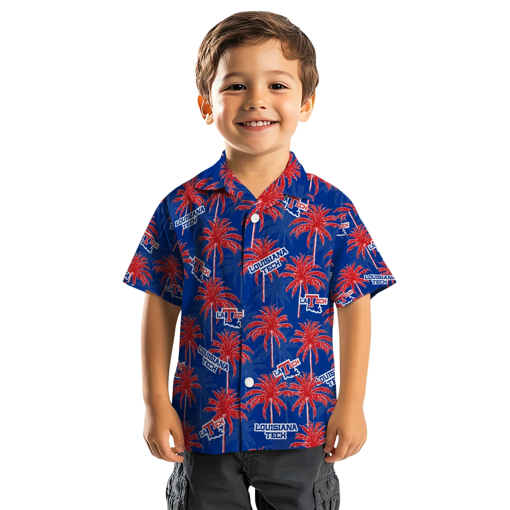 LA Tech Hawaiian Shirt - Palm Tree Motif la tech palm grove blue hawaiian shirts top rated