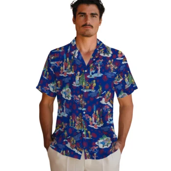 la tech simpsons christmas blue hawaiian shirts fashion forward