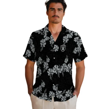 las vegas raiders hibiscus petals black hawaiian shirts fashion forward