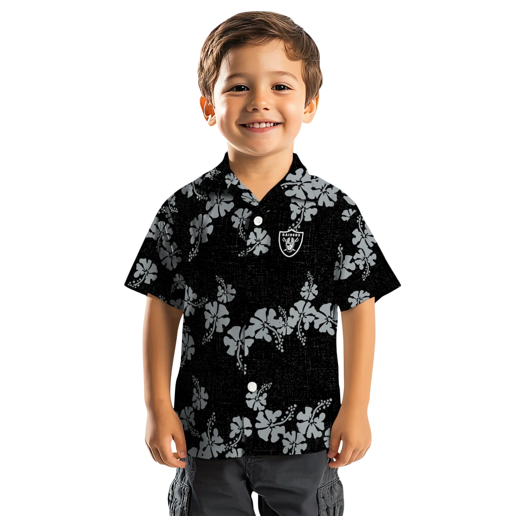 Las Vegas Raiders Hawaiian Shirt - 50th State Flower las vegas raiders hibiscus petals black hawaiian shirts top rated