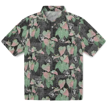 las vegas raiders anthurium overlay black hawaiian shirts best selling