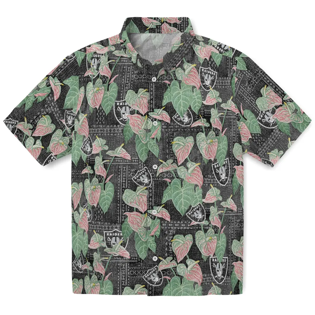Las Vegas Raiders Hawaiian Shirt - Anthurium Overlay las vegas raiders anthurium overlay black hawaiian shirts best selling