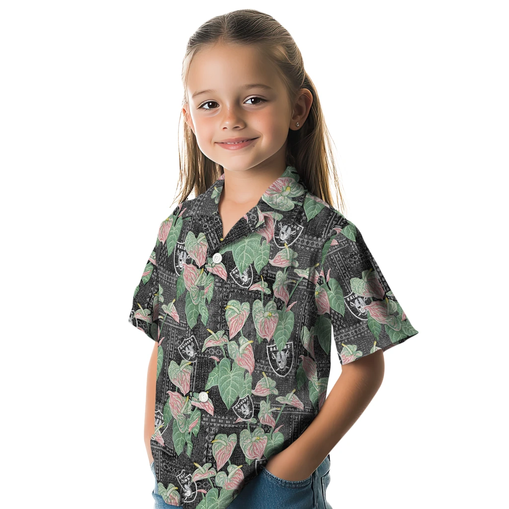 Las Vegas Raiders Hawaiian Shirt - Anthurium Overlay las vegas raiders anthurium overlay black hawaiian shirts premium grade