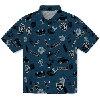 las vegas raiders beach vibe navy hawaiian shirts best selling