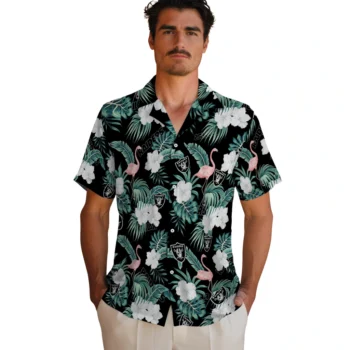 las vegas raiders flamingo palms black hawaiian shirts fashion forward