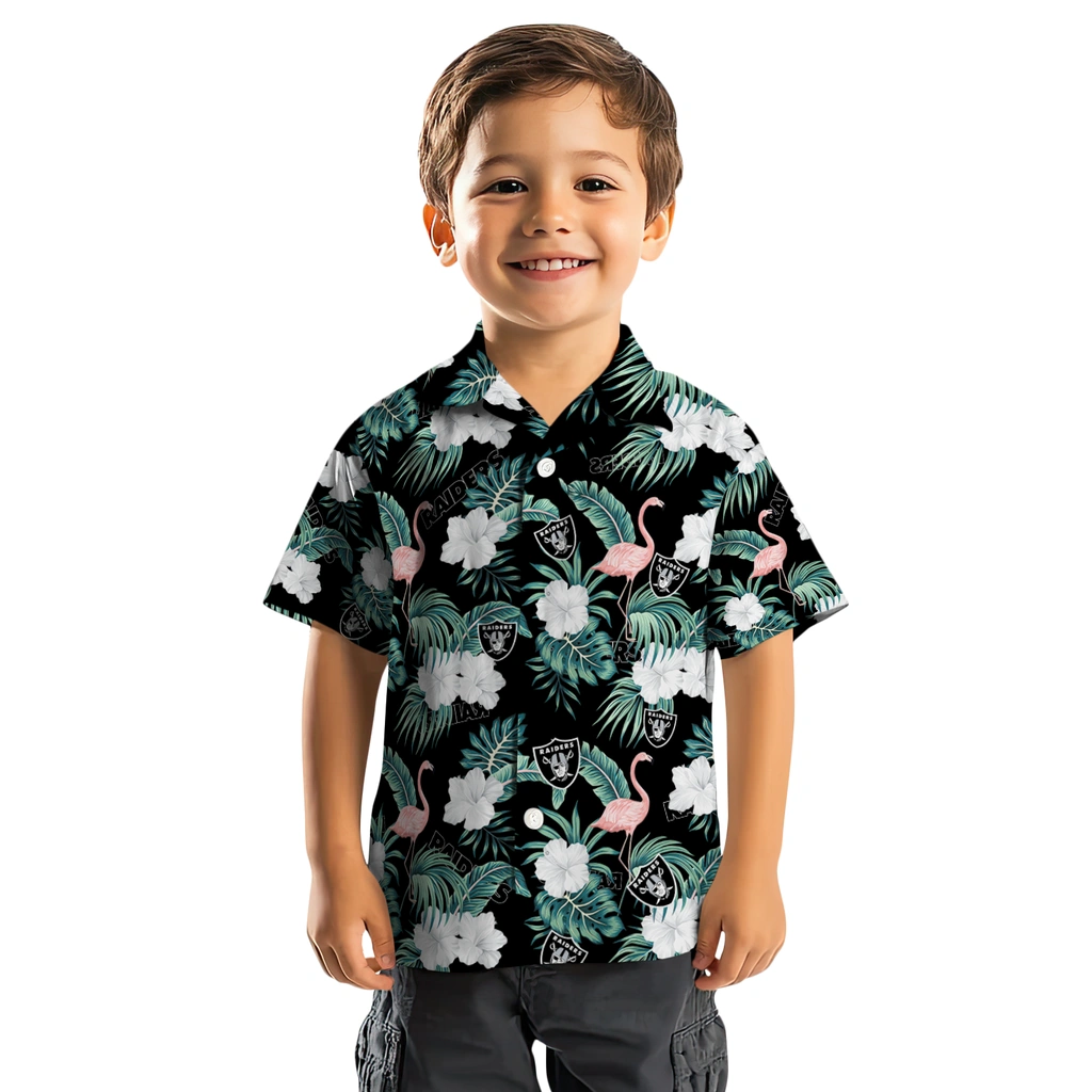 Las Vegas Raiders Hawaiian Shirt - Flamingo and Hibiscus las vegas raiders flamingo palms black hawaiian shirts top rated