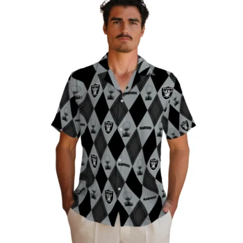 las vegas raiders balloon plaid black hawaiian shirts fashion forward