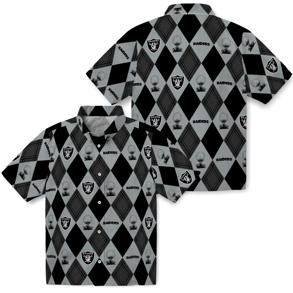 Las Vegas Raiders Hawaiian Shirt - Golfing Plaid las vegas raiders balloon plaid black hawaiian shirts high quality