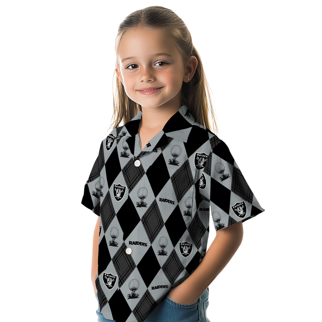 Las Vegas Raiders Hawaiian Shirt - Golfing Plaid las vegas raiders balloon plaid black hawaiian shirts premium grade