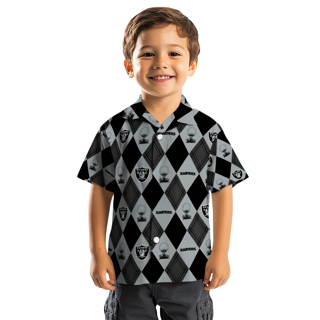 Las Vegas Raiders Hawaiian Shirt - Golfing Plaid las vegas raiders balloon plaid black hawaiian shirts top rated
