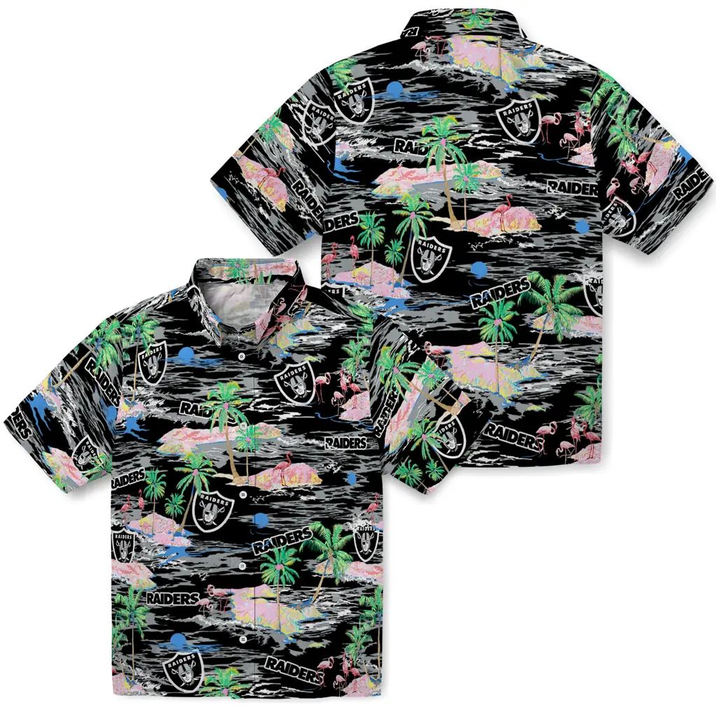 Las Vegas Raiders Hawaiian Shirt - Hawaii Island las vegas raiders flamingo retreat black hawaiian shirts high quality
