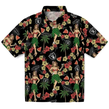 las vegas raiders hawaiian girls design black hawaiian shirts best selling