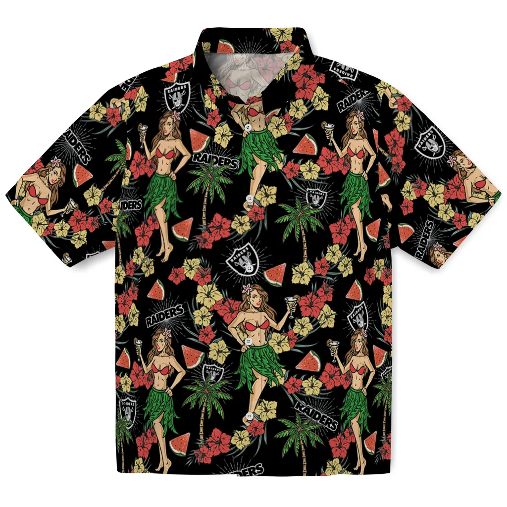 Las Vegas Raiders Hawaiian Shirt - Hawaiian Girls Design las vegas raiders hawaiian girls design black hawaiian shirts best selling