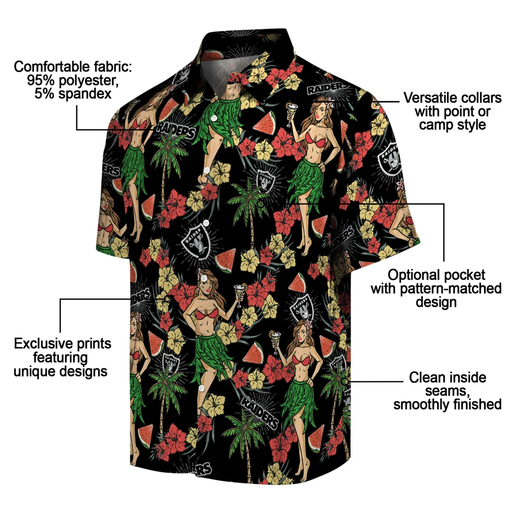 Las Vegas Raiders Hawaiian Shirt - Hawaiian Girls Design las vegas raiders hawaiian girls design black hawaiian shirts new arrival