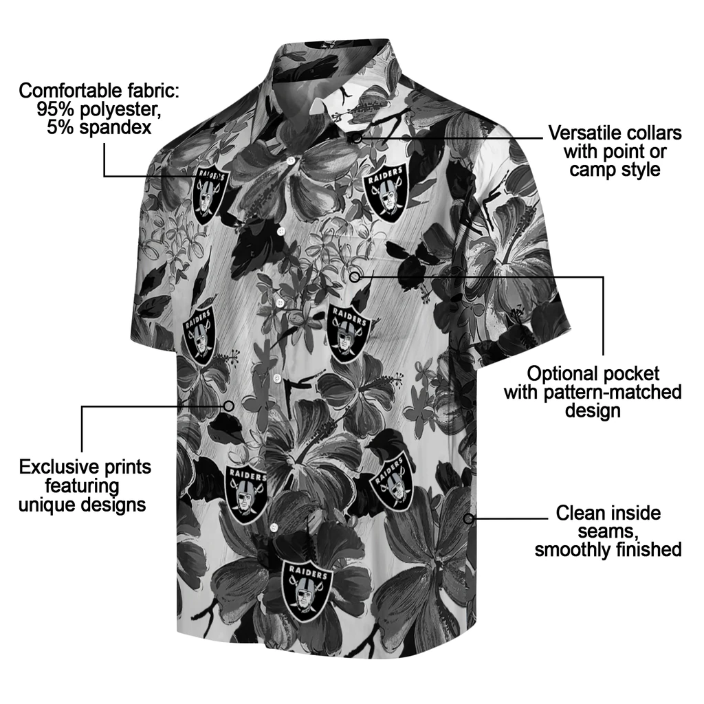 Las Vegas Raiders Hawaiian Shirt - Hibiscus Arrangement las vegas raiders hibiscus arrangement black hawaiian shirts new arrival