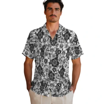 las vegas raiders hibiscus blooms black hawaiian shirts fashion forward