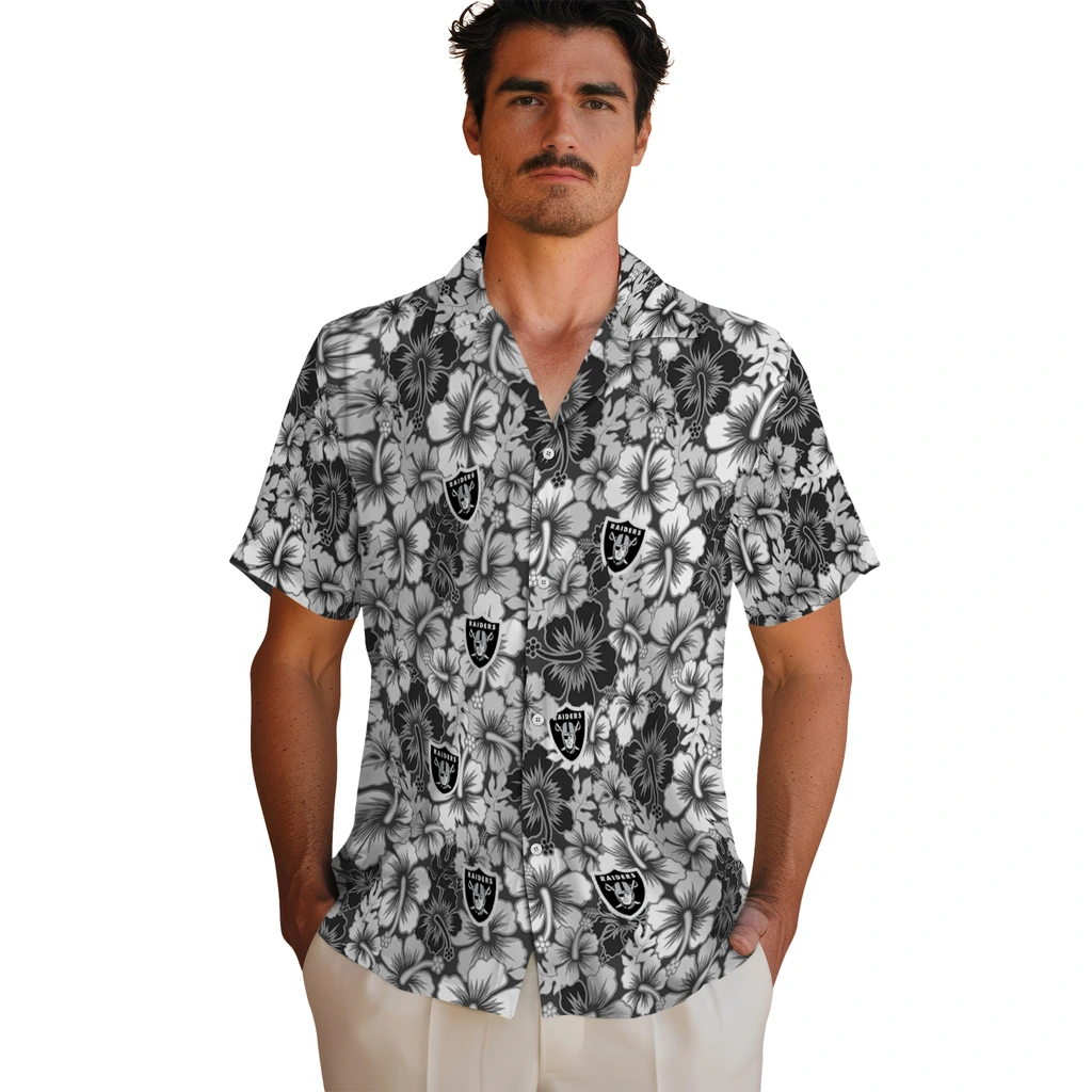 Las Vegas Raiders Hawaiian Shirt - Hibiscus Blooms las vegas raiders hibiscus blooms black hawaiian shirts fashion forward