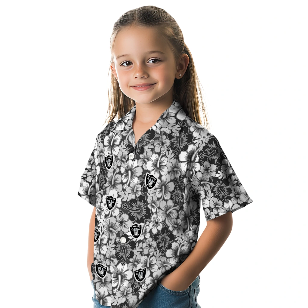 Las Vegas Raiders Hawaiian Shirt - Hibiscus Blooms las vegas raiders hibiscus blooms black hawaiian shirts premium grade