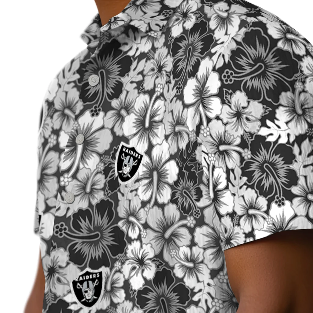Las Vegas Raiders Hawaiian Shirt - Hibiscus Blooms las vegas raiders hibiscus blooms black hawaiian shirts trendy