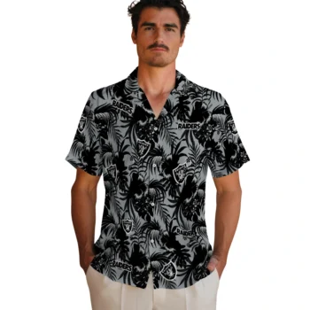 las vegas raiders hibiscus exotic black hawaiian shirts fashion forward