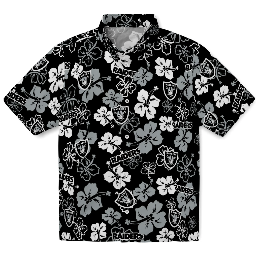 Las Vegas Raiders Hawaiian Shirt - Hibiscus Flower Design las vegas raiders hibiscus bloom black hawaiian shirts best selling