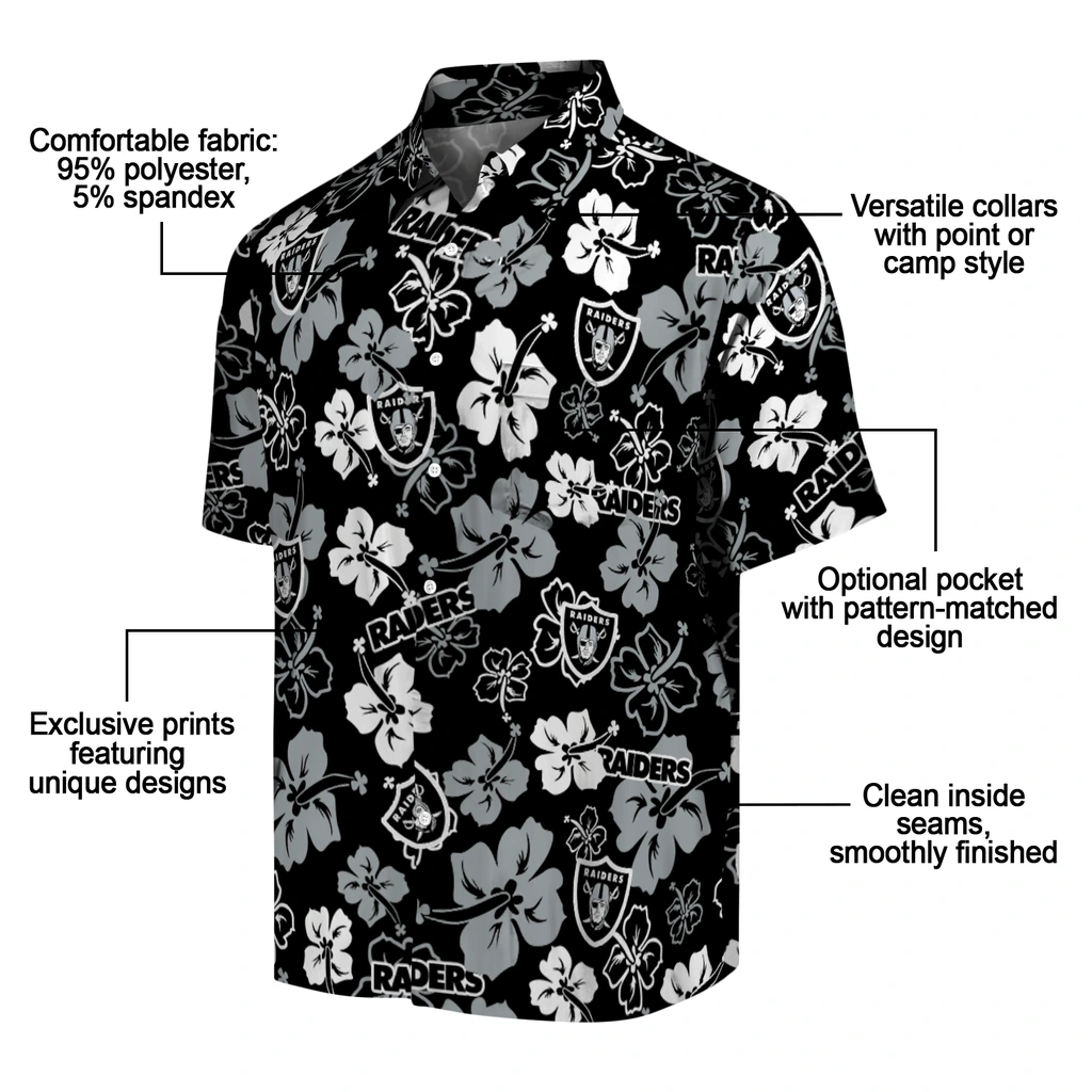 Las Vegas Raiders Hawaiian Shirt - Hibiscus Flower Design las vegas raiders hibiscus bloom black hawaiian shirts new arrival