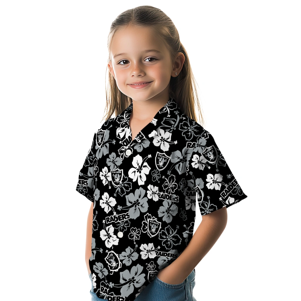 Las Vegas Raiders Hawaiian Shirt - Hibiscus Flower Design las vegas raiders hibiscus bloom black hawaiian shirts premium grade